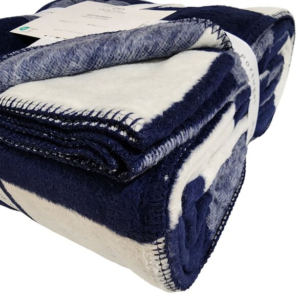 Docofil Queen Size Blue And White Cotton Blend Soft Blanket Made In Portugal NEW - Picture 4 of 6